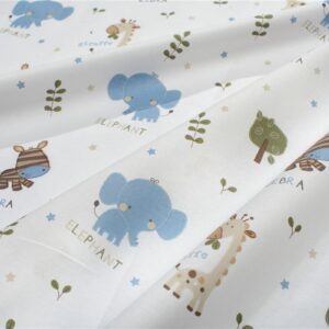 Σεντονάκι Λίκνου bebe Happy Safari 711 80X110 White-Sky Blue 100% Cotton
