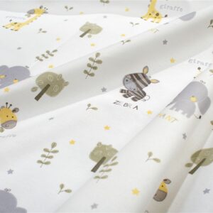Σεντονάκι Λίκνου bebe Happy Safari 713 80X110 White-Grey 100% Cotton