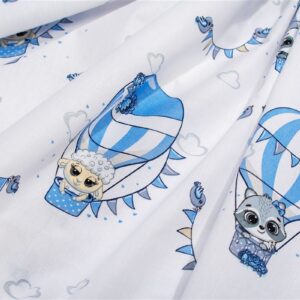 Σεντονάκι Λίκνου bebe The Floating Zoo 596 80X110 White-Blue 100% Cotton