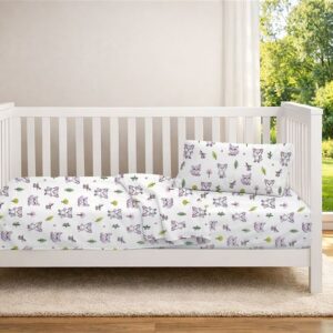 Σεντόνια Εμπριμέ Σετ 3 τεμ bebe Baby Foxes 594 120X160 White-Pastel Lilac 100% Cotton
