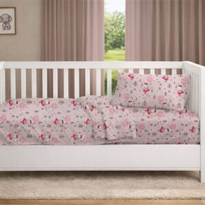 Σεντόνια Εμπριμέ Σετ 3 τεμ bebe Ballerina Bear 598 120X160 Pink 100% Cotton