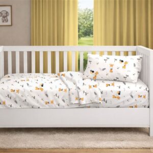 Σεντόνια Εμπριμέ Σετ 3 τεμ bebe Giraffe 599 120X160 White-Orange 100% Cotton