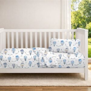 Σεντόνια Εμπριμέ Σετ 3 τεμ bebe The Floating Zoo 596 120X160 White-Blue 100% Cotton