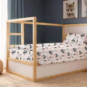 Σεντόνια Εμπριμέ Σετ 3 τεμ kids Animal Grand Prix 589 160X240 White-Blue 100% Cotton