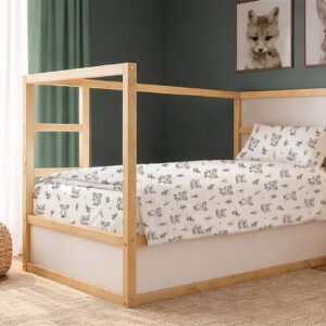 Σεντόνια Εμπριμέ Σετ 3 τεμ kids Baby Foxes 595 160X240 White-Grey 100% Cotton