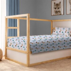 Σεντόνια Εμπριμέ Σετ 3 τεμ kids Big Cats 28 160X240 Light Aqua 100% Cotton