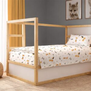Σεντόνια Εμπριμέ Σετ 3 τεμ kids Giraffe 599 160X240 White-Orange 100% Cotton