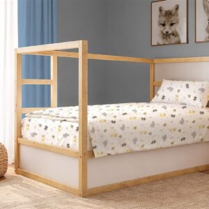 Σεντόνια Εμπριμέ Σετ 3 τεμ kids Happy Safari 713 160X240 White-Grey 100% Cotton