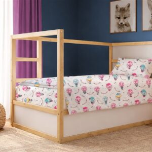 Σεντόνια Εμπριμέ Σετ 3 τεμ kids The Floating Zoo 597 160X240 White-Pink 100% Cotton