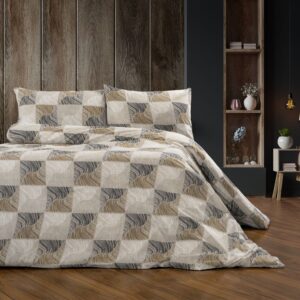 Σεντόνια Εμπριμέ Σετ 4 τεμ Κλεοπάτρα 609 220X240 Beige-Black 70/30 Cott/Pol