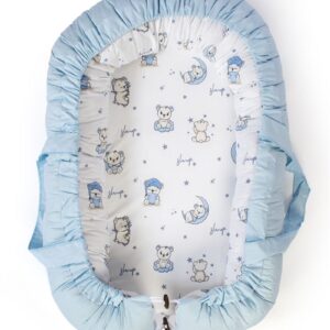 Φωλιά Ύπνου bebe Bear's Nest 03 85x60x15 White-Sky Blue 100% Cotton