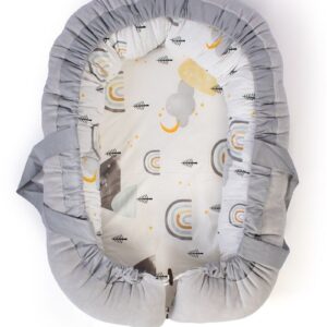 Φωλιά Ύπνου bebe Rainbow 01 85x60x15 White-Grey 100% Cotton