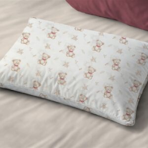 Μαξιλαροθήκη Εμπριμέ kids Newborn Bear 716 50x70 White-Beige 100% Cotton
