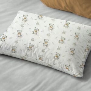 Μαξιλαροθήκη Εμπριμέ kids Newborn Bear 717 50x70 White-Grey 100% Cotton