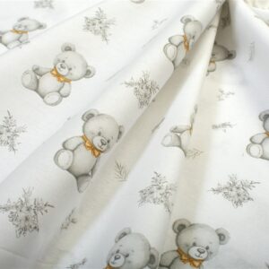 Σεντονάκι Λίκνου bebe Newborn Bear 717 80x110 White-Grey 100% Cotton