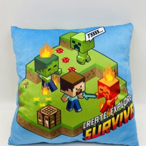 Βελούδινο Μαξιλάρι Mojang Minecraft 606 38X38 Light Green-Sky Blue 100% Velboa
