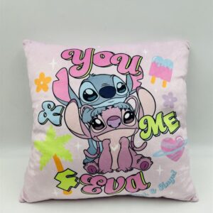 Βελούδινο Μαξιλάρι Disney Home Stitch & Angel 614 38X38 Baby Pink 100% Velboa