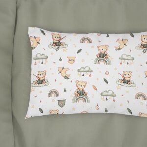 Μαξιλαροθήκη Εμπριμέ kids Cloudy Bear 581 50X70 White-Olive 100% Cotton