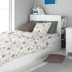 Σεντόνια Εμπριμέ Σετ 2 τεμ kids Cloudy Bear 581 160X240 White-Olive 100% Cotton