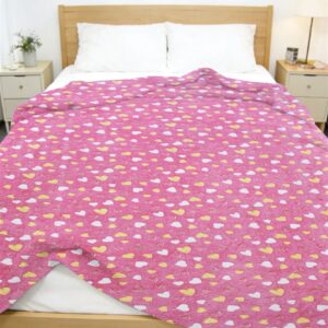 Κουβέρτα Fleece φωσφορίζουσα Hearts 175x225 Pink 100% Polyester