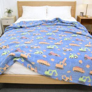 Κουβέρτα Fleece φωσφορίζουσα Bulldozer 175x225 Blue 100% Polyester