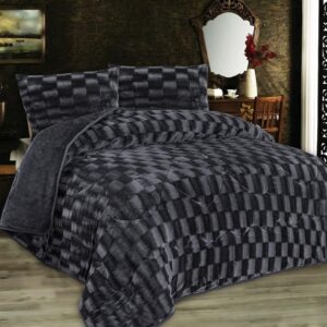 Κουβερτοπάπλωμα με εφέ Fleece 750 gsm 1940 Grey-Black 160X220 100% Polyester
