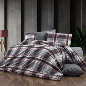Πάπλωμα Εμπριμέ Εκάβη 424 160X240 Grey-Bordeaux 70/30 Cott/Pol