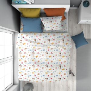 Πάπλωμα Εμπριμέ kids Forest Animals 570 160X240 White-Sky Blue 100% Cotton