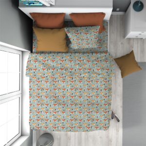 Πάπλωμα Εμπριμέ kids Fox 528 160X240 Pale Cyan 100% Cotton