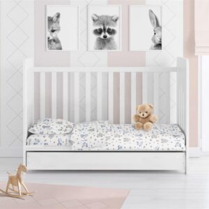 Πάπλωμα Εμπριμέ bebe Elephant 074 120X160 White-Sky Blue 100% Cotton Flannel