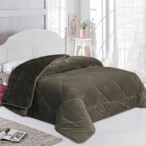 Κουβερτοπάπλωμα Jacquard Waves-Fleece 700 gr/m² 1960 Olive 160x220 100% Polyester