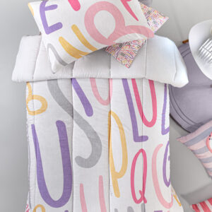Παιδική Παπλωματοθήκη Letters Pink Suede