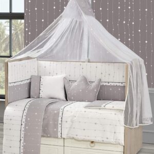 Προίκα Μωρού Εμπριμέ Σετ 9 τεμ bebe Stars 18 White-Grey 100% Cotton - Image 1